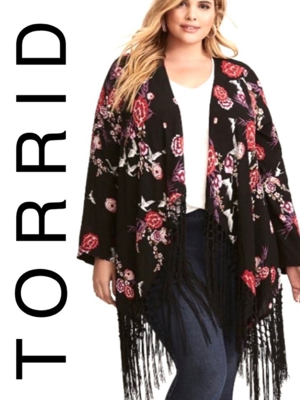 🌺TORRID Crane Bird Print Floral Print Kimono🌺